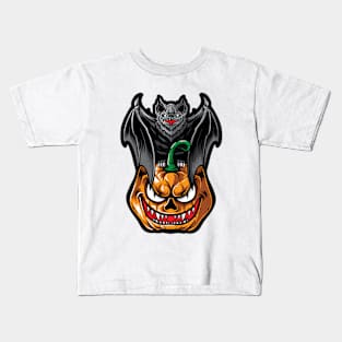Bat and Pumpkin Halloween Kids T-Shirt